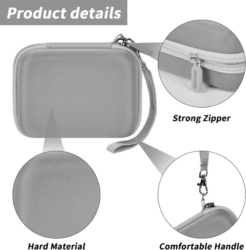 Grapsa Digital Camera Case for CAMKORY/for Kodak Pixpro/for VAHOIALD/for Sony DSCW800 830/ for Canon PowerShot 180 190. Kids Vlogging Cameras Storage Holder for Accessories (Box Only)-Grey - Image 3